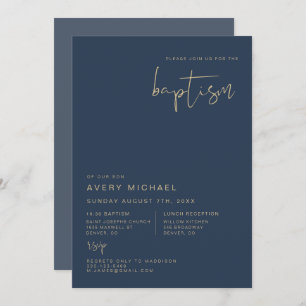 Convites MARINHO Contemporâneo Moderno e Batismo Dourado CA