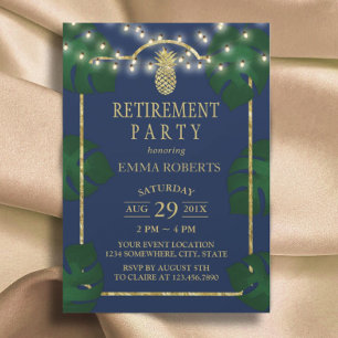 Convites Marinho de abacaxi tropical e reforma Dourada de L