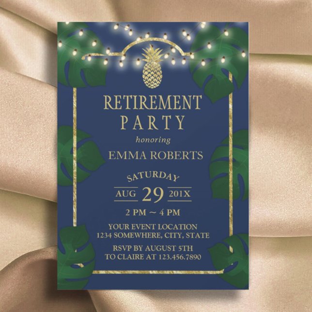 Convites Marinho de abacaxi tropical e reforma Dourada de L (Criador carregado)