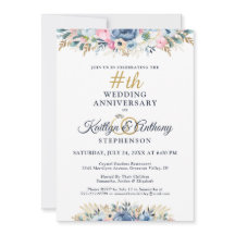 Marinho de Aniversário Floral Elegante Watercolor 