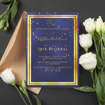 Convites Marinho de aniversário, luxo de ouro azul<br><div class="desc">Um cartão de convite de aniversário moderno, moderno 50º (ou qualquer idade) para homens, caras, homens. Um fundo azul marinho. A cor azul é irregular. Com uma falso moldura dourada e um sprinkle confetti de ouro, letras coloridas de ouro. Personalize e adicione seu nome e detalhes da festa. Fundo: fundo...</div>