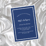 Convites Marinho de aniversário luxo minimalista branco azu<br><div class="desc">Um moderno,  elegante e convite. Um fundo azul marinho decorado com quadros brancos. Personalize e adicione um nome e detalhes. Texto branco.</div>
