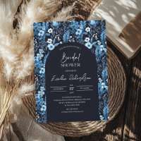 Marinho de aquarela de arco de boho e flores silve