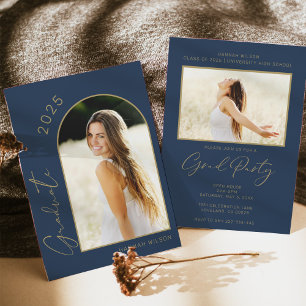 Convites Marinho de arco moderno Festa de formatura azul