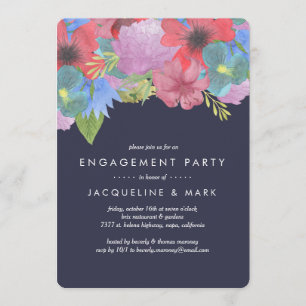 Convites Marinho de Buquê de flor selvagem   Festa de noiva