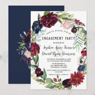Convites Marinho De Casamento Azul Com Flores Brilhantes