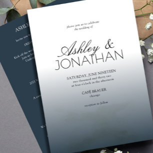 Convites Marinho de Casamento Moderno e Minimalista All-in-