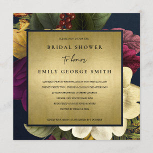 CONVITES MARINHO DE CHÁ DE PANELA FLORAL DE BURGUNDY VINTA