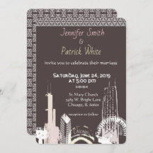 Marinho de Chicago Skyline com renda azul elegante