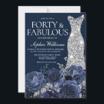 Convites Marinho de Diamante de  40 e fabuloso aniversário<br><div class="desc">Marinho Diamond Vestir 40 e fabulosas 40 mulheres Festa de aniversário Ver coleção correspondente em Niche e Nest Store Muitos obrigados</div>