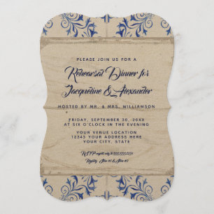 Convites Marinho de Fazenda Janto de ensaio Indigo Kraft Ru