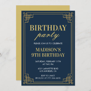 Convites marinho de Festa de aniversário de 9 anos