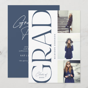 Convites Marinho de festas de Tipografia Lateral 2022 3