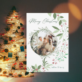 Convites Marinho de Fotografia de Natal Holly Botanical