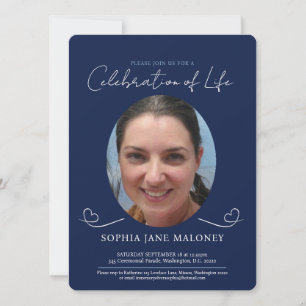 Convites Marinho de fotografia oval do funeral do serviço d