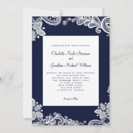 Convites Marinho de Fotografia Personalizada de Casamento d