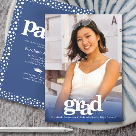 Convites Marinho de fotos azul, moderno formando ousado, pa