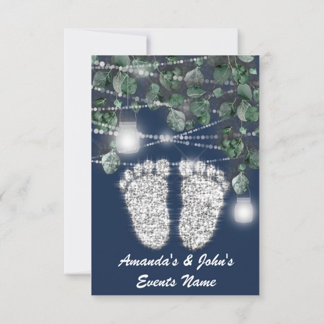 Convites Marinho de Garota CHÁ de Bebê (Verso)