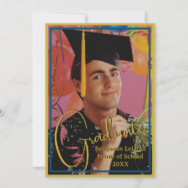 Convites Marinho de Graduação de Nota Personalizada e Doura