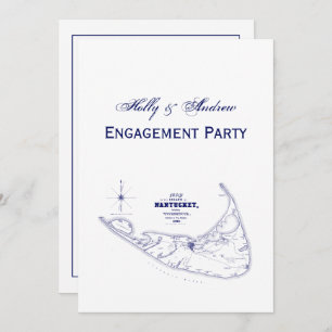 Convites Marinho de Mapa de Vintagem do MÃE da Ilha Nantuck