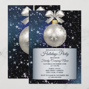 Convites Marinho de Natal Azul Ornamento Branco Estrelas br