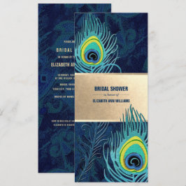 Convites Marinho de pena de peacock Chá de panela azul turq