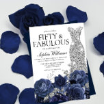 Convites Marinho de Prata 50 e Fabuloso 50º aniversário<br><div class="desc">Marinho de Vestido Silver Flores 50 e fabulosas 50ª Mulher Convite para o aniversário Ver coleção correspondente em Niche e Nest Store Muitos obrigados</div>