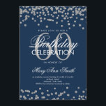Convites Marinho de prata Blue 60th Birthday Glitter Confet<br><div class="desc">Elegante 60º aniversário Faux Glitter Confetti Silver Marinho Azul convite modelo. Excelente para 60ª festa de aniversário e muito mais!</div>