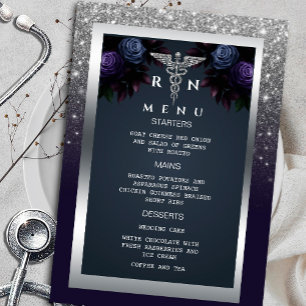 Convites Marinho de prata brilhante Blue FlorMenu Medical