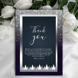 Convites Marinho de Prata Luminosa Escura Azul Obrigado