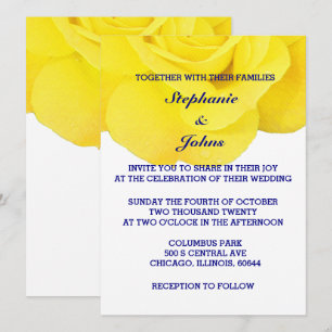 Convites Marinho de Rosa Amarelo Casamento de Trendê Branc