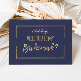 Convites Marinho de script Chic Gold é minha dama de honra