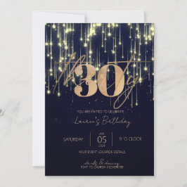Convites Marinho de script minimalista e aniversário de 30 