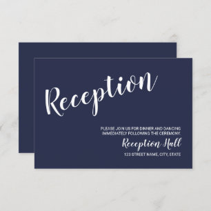 Convites Marinho de Script Moderno Recepção de casamento Az