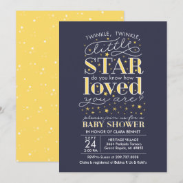 Convites Marinho de Tema Twinkle Twinkle Star