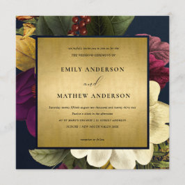 CONVITES MARINHO DE VINTAGEM DOURADA RETRO BURGUNDY CASAMEN