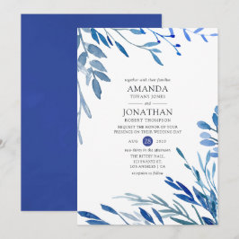 Convites Marinho de Watercolor Indigo Deixa Casamento