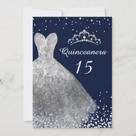 Convites Marinho do 15 Quinceanera do Silver Dress