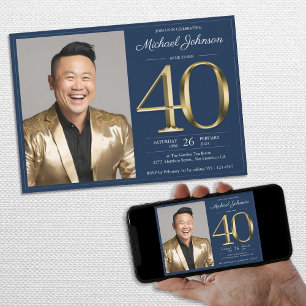 Convites Marinho do aniversário de 40 anos de Fotografias E