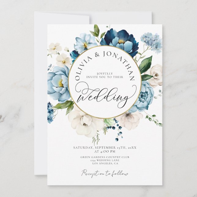 Convites Marinho Dourado Azul Tudo em 1 Orçamento Código QR (Frente)