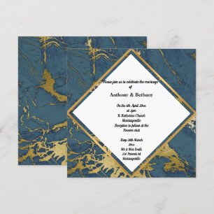 Convites Marinho Dourado mármore inspirado Abstrato Dourad