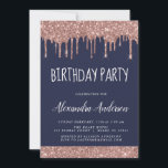 Convites Marinho Dourado rosa Brilhante Azul Qualquer Idade<br><div class="desc">Cor-de-rosa-claro - Rosa Dourado e Marinho Azul Espelho Espalhante Personalizado por Literatura em Qualquer Idade (13, 16º, 18º, 21ruas, 30, 40º, 50º, 60º). Este é o convite perfeito (treze, dezesseis, dezoito, vinte e um, trinta, quarenta, cinquenta ou sessenta) para o aniversário da Tendy para um Rosa moderno Elegante Dourado e...</div>