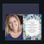 Convites Marinho Dusty Blue Floral 50ª Foto de aniversário<br><div class="desc">Azul poeirento,  azul marinho e branco,  cor d'água floral 50ª festa de aniversário convite para mulheres. Entre em contato comigo para obter assistência com suas personalizações ou para solicitar outros produtos Zazzle correspondentes ou coordenadores para o seu evento.</div>