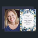 Convites Marinho Dusty Blue Floral 50ª Foto de aniversário<br><div class="desc">Azul poeirento,  azul marinho e branco,  cor d'água floral 50ª festa de aniversário convite para mulheres. Entre em contato comigo para obter assistência com suas personalizações ou para solicitar outros produtos Zazzle correspondentes ou coordenadores para o seu evento.</div>