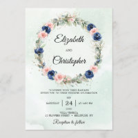 Marinho e Blush Floral Eucalyptus Wreath Weding