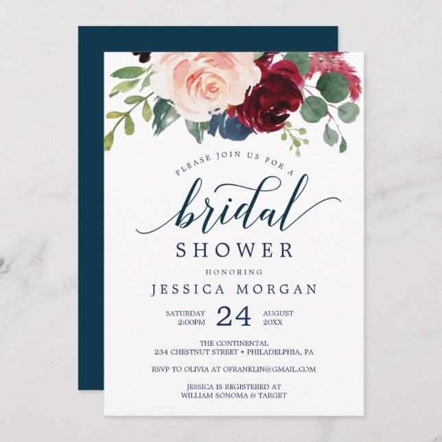 Convites Marinho e Chá de panela da Borgonha (Frente/Verso)