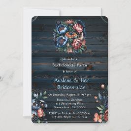 Convites Marinho e Cobre Peony Bridesmaids Luncheids