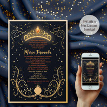 Marinho e Dourada Coroa Floral do Quinceañera