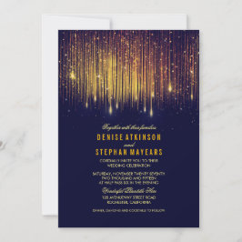 Convites Marinho e Douradas Luzes de String de Casamento Co