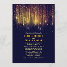 Convites Marinho e Douradas Luzes de String de Casamento Co